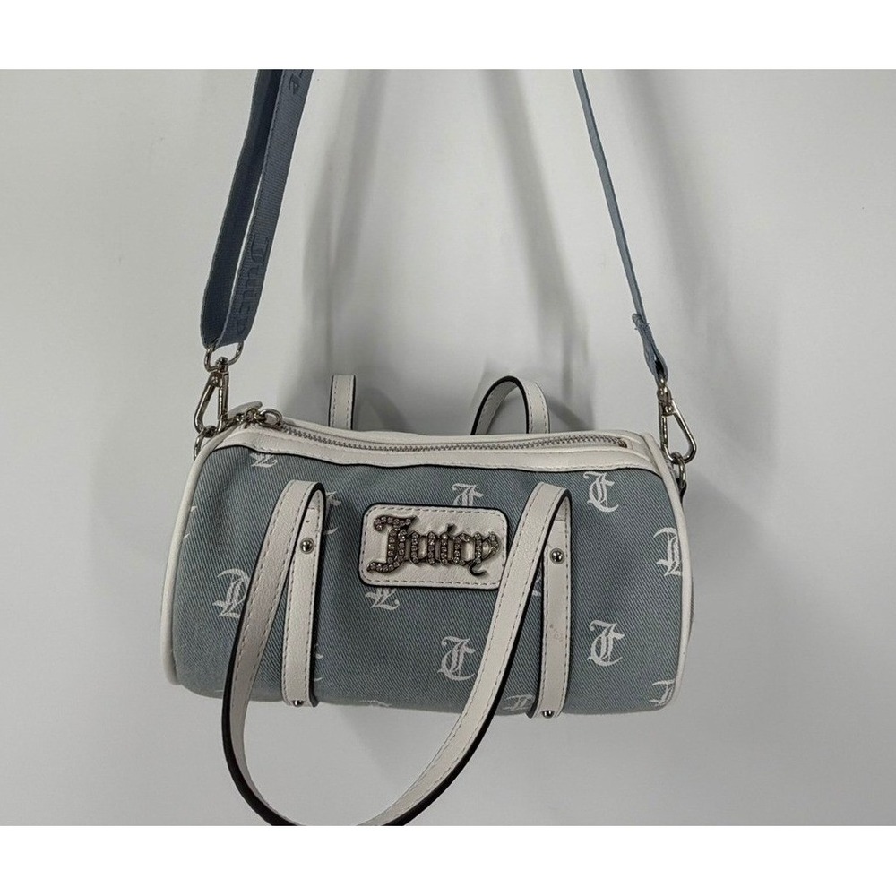 Juicy Couture Denim Blue Best Sellers Mini Barrel Crossbody Purse Handbag